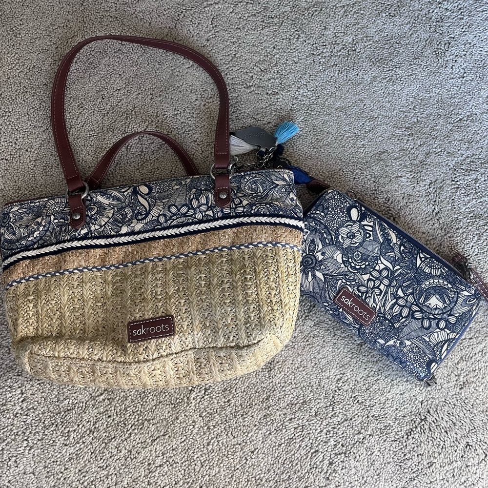 Sakroots Blue and Tan Women's Bag Set